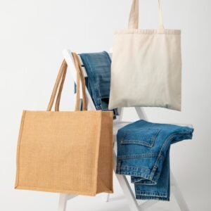 NatureVia Bambu Bez Çanta (İkili Set Krem-Hardal)